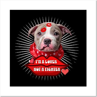 Pit bull puppy - I'm a lover not a fighter Posters and Art